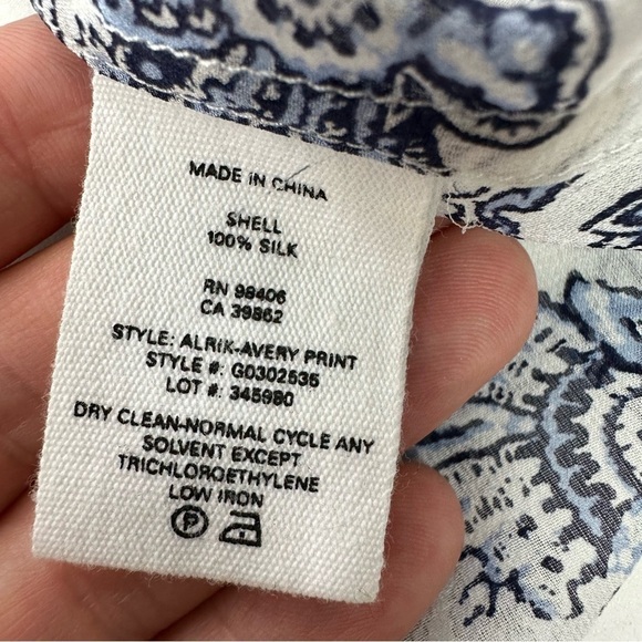 Theory Blouse Sz S  Alrik Avery Silk Peasant Blouse Chiffon Long Sleeve - Picture 12 of 12